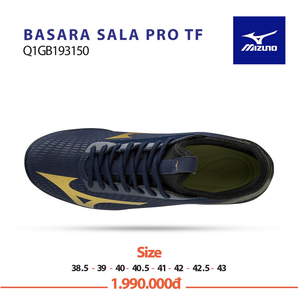 GIÀY ĐÁ BÓNG MIZUNO BASARA SALA PRO TF ĐEN-ĐỒNG